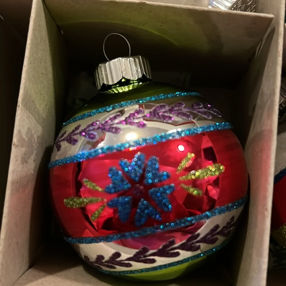 Christopher Radko Shiny Brite indent & ball large glass Christmas ornaments